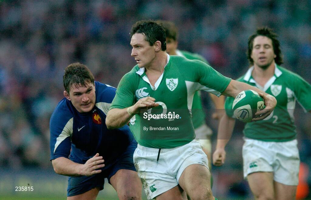 11 February 2007; David Wallace, Ireland, in action against Sylvain Marconnet, France. RBS Six Nations Rugby Championship, Ireland v France, Croke Park, Dublin. Picture Credit: Brendan Moran / SPORTSFILE