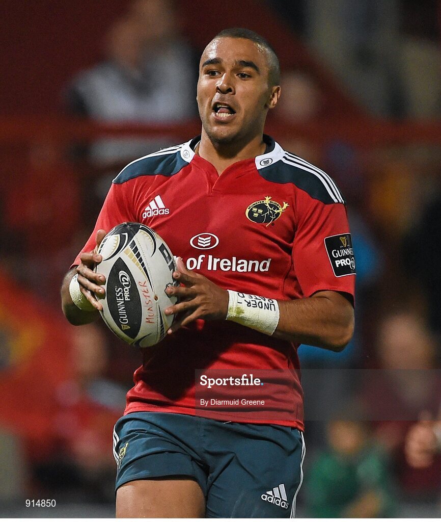 19 September 2014; Simon Zebo, Munster. Guinness PRO12, Round 3, Munster v Zebre. Thomond Park, Limerick. Picture credit: Diarmuid Greene / SPORTSFILE