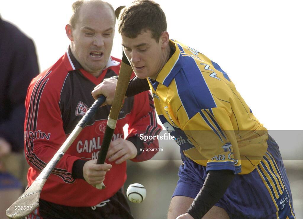 18 February 2007; Brian O'Connell, Clare, in action against Martin Coulter, Down. Allianz National Hurling League Division 1A, Round 1, Down v Clare, Portaferry, Down. Photo by Sportsfile *** Local Caption ***