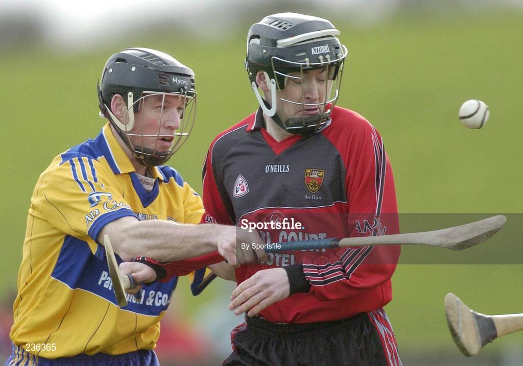 18 February 2007; Emmett Trainor, Down, in action against Colm Forde, Clare. Allianz National Hurling League Division 1A, Round 1, Down v Clare, Portaferry, Down. Photo by Sportsfile *** Local Caption ***