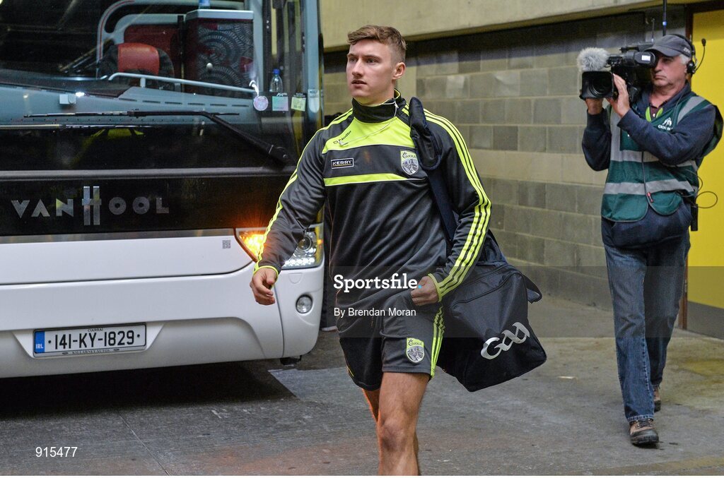 21 September 2014; Kerry's James O'Donoghue arrives into the stadium ahead of the game. GAA Football All Ireland Senior Championship Final, Kerry v Donegal. Croke Park, Dublin. Picture credit: Brendan Moran / SPORTSFILE