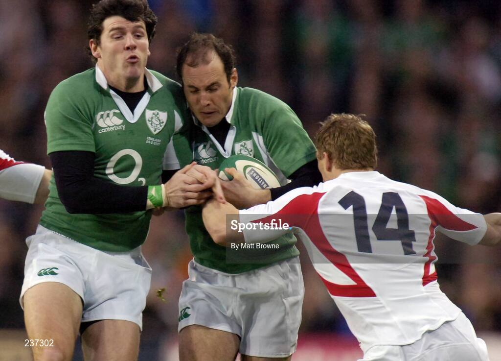 24 February 2007; Girvan Dempsey and Shane Horgan, Ireland, is tackled by Josh Lewsey, England. RBS Six Nations Rugby Championship, Ireland v England, Croke Park, Dublin. Picture Credit: Matt Browne / SPORTSFILE
