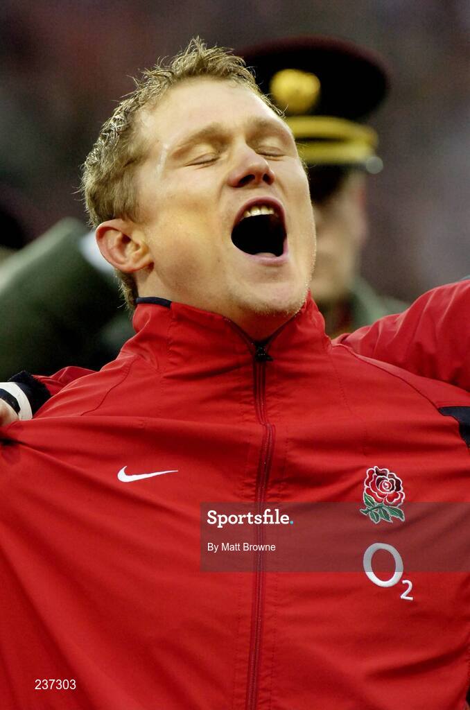 24 February 2007; England's Josh Lewsey during the national anthem. RBS Six Nations Rugby Championship, Ireland v England, Croke Park, Dublin. Picture Credit: Matt Browne / SPORTSFILE