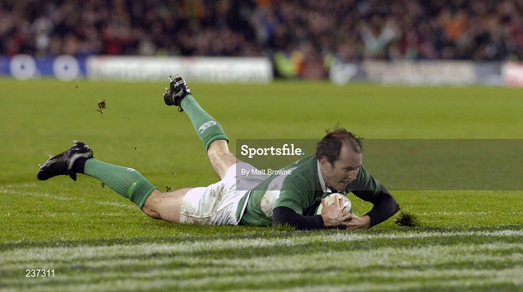 24 February 2007; Ireland's Girvan Dempsey goes over for the first try. RBS Six Nations Rugby Championship, Ireland v England, Croke Park, Dublin. Picture Credit: Matt Browne / SPORTSFILE