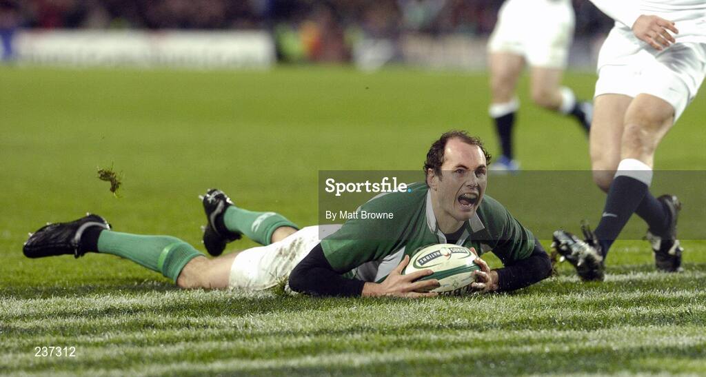 24 February 2007; Ireland's Girvan Dempsey celebrates his try. RBS Six Nations Rugby Championship, Ireland v England, Croke Park, Dublin. Picture Credit: Matt Browne / SPORTSFILE