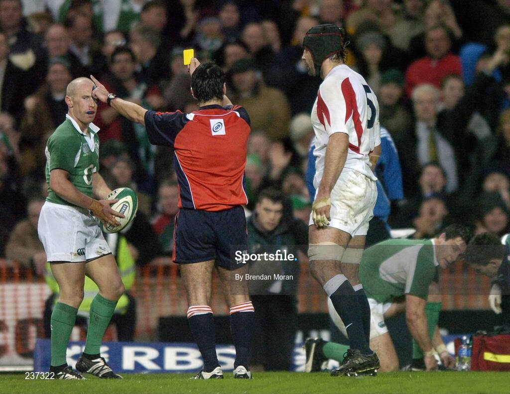 24 February 2007; England's Danny Grewcock is sin-binned by referee Joel Jutge. RBS Six Nations Rugby Championship, Ireland v England, Croke Park, Dublin. Picture Credit: Brendan Moran / SPORTSFILE