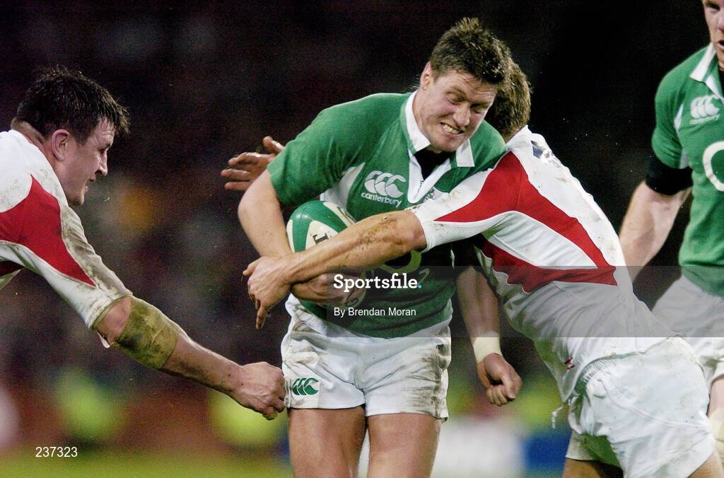 24 February 2007; Ireland's Ronan O'Gara is tackled by Jonny Wilkinson and Martin Corry, left, England. RBS Six Nations Rugby Championship, Ireland v England, Croke Park, Dublin. Picture Credit: Brendan Moran / SPORTSFILE