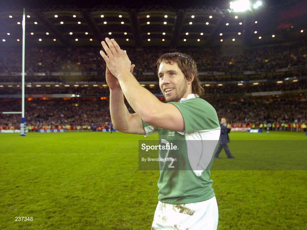 24 February 2007; Ireland's Isaac Boss celebrates at the final whistle after victory over England. RBS Six Nations Rugby Championship, Ireland v England, Croke Park, Dublin. Picture Credit: Brendan Moran / SPORTSFILE
