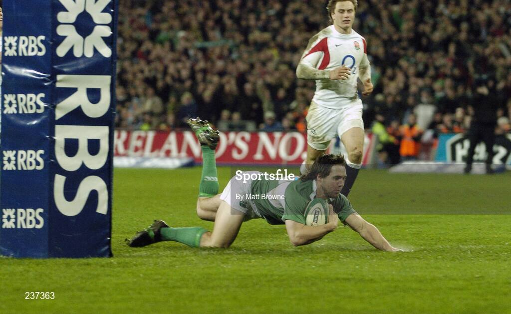 24 February 2007; Isaac Boss, Ireland, goes over for his try against England. RBS Six Nations Rugby Championship, Ireland v England, Croke Park, Dublin. Picture Credit: Matt Browne / SPORTSFILE