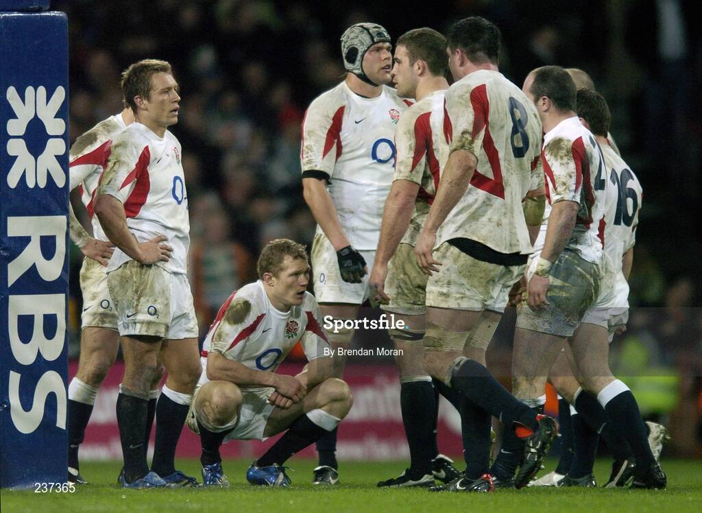 24 February 2007; Dejected England players, including Jonny Wilkinson, left, after Ireland score their fourth try. RBS Six Nations Rugby Championship, Ireland v England, Croke Park, Dublin. Picture Credit: Brendan Moran / SPORTSFILE