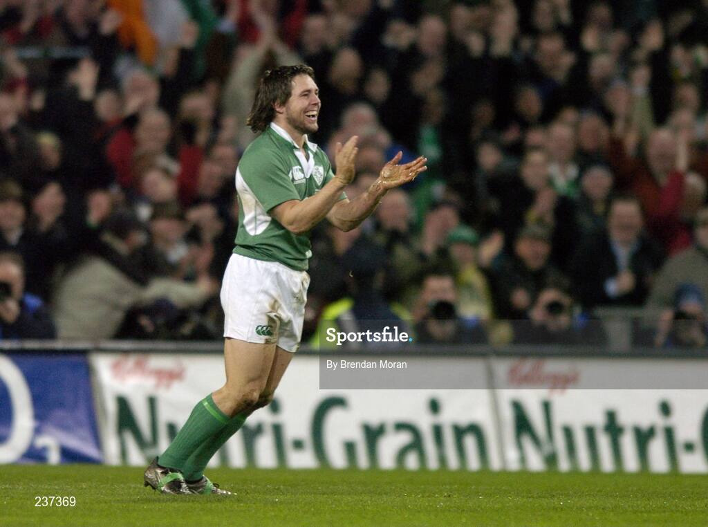 24 February 2007; Ireland's Isaac Boss celebrates after scoring his side's fourth try against England. RBS Six Nations Rugby Championship, Ireland v England, Croke Park, Dublin. Picture Credit: Brendan Moran / SPORTSFILE