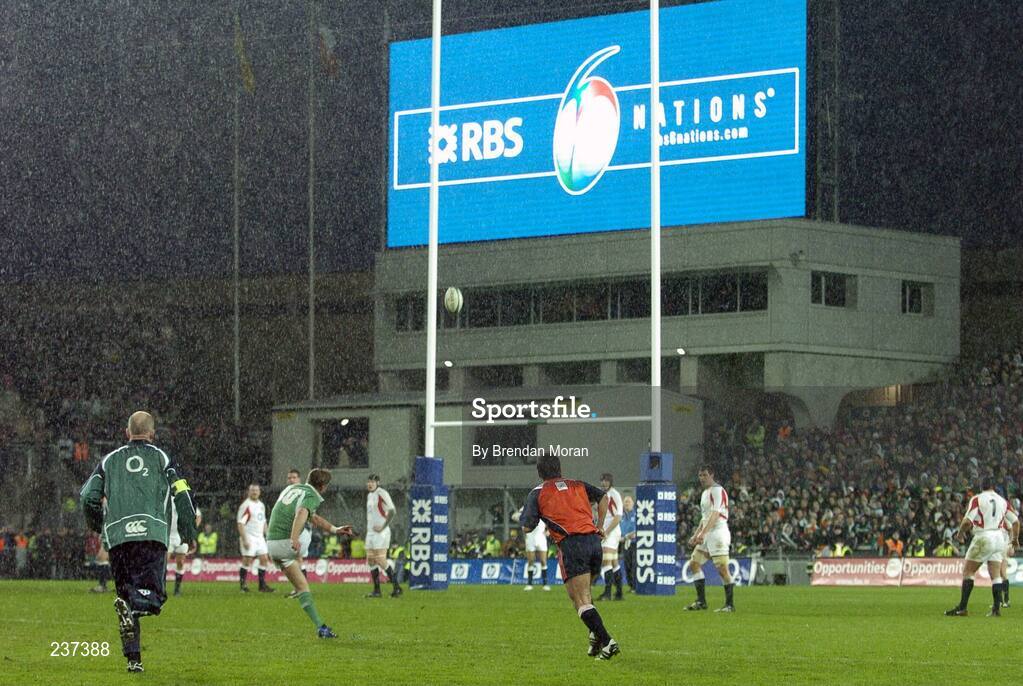 24 February 2007; Ronan O'Gara, Ireland, kicks a conversion against England. RBS Six Nations Rugby Championship, Ireland v England, Croke Park, Dublin. Picture Credit: Brendan Moran / SPORTSFILE