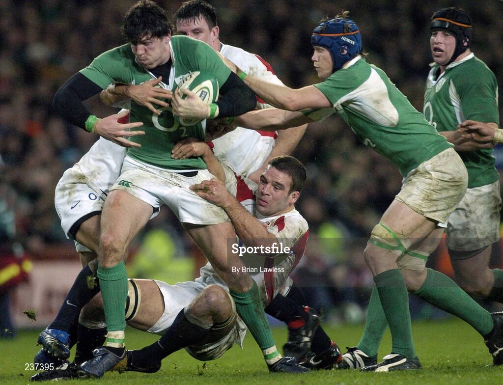 24 February 2007; Shane Horgan, Ireland, is tackled by Joe Worsley, England. RBS Six Nations Rugby Championship, Ireland v England, Croke Park, Dublin. Picture Credit: Brian Lawless / SPORTSFILE