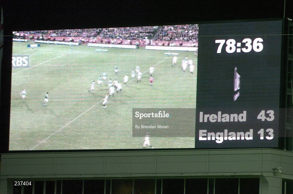 24 February 2007; The scoreboard late in the game. RBS Six Nations Rugby Championship, Ireland v England, Croke Park, Dublin. Picture Credit: Brendan Moran / SPORTSFILE