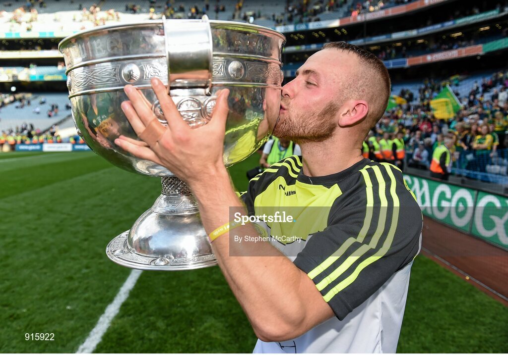 21 September 2014; Kerry's Barry John Keane celebrates with the Sam Maguire cup. GAA Football All Ireland Senior Championship Final, Kerry v Donegal. Croke Park, Dublin. Picture credit: Stephen McCarthy / SPORTSFILE