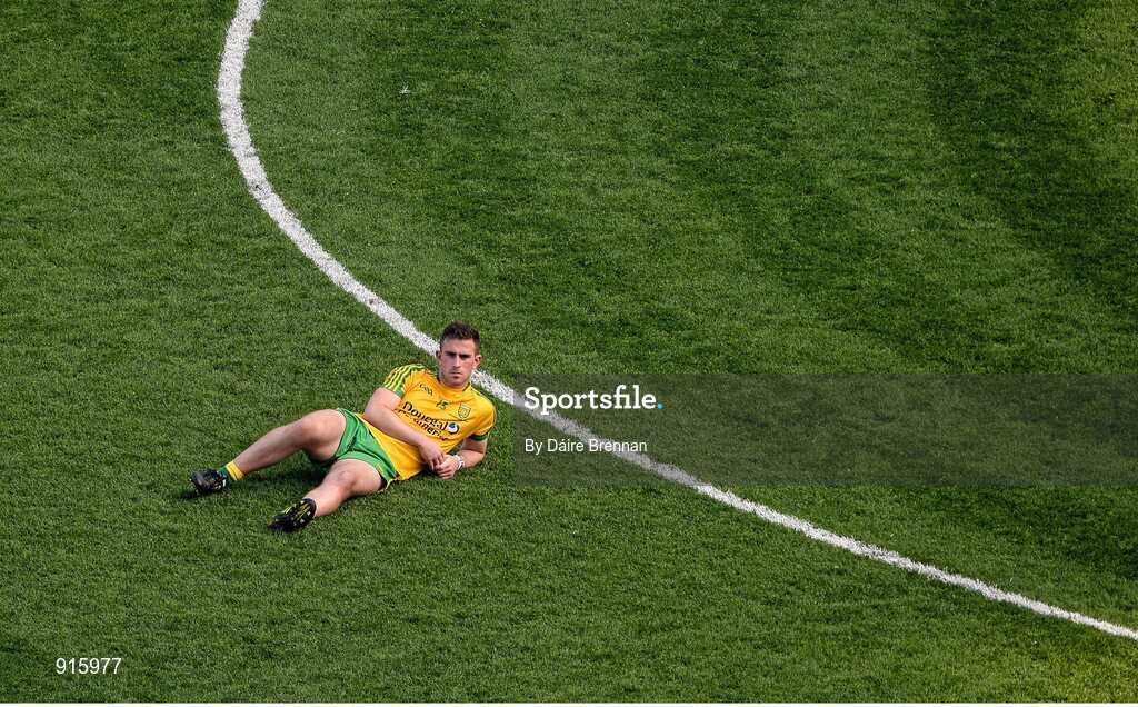 21 September 2014; A dejected Patrick McBrearty, Donegal, after the game. GAA Football All Ireland Senior Championship Final, Kerry v Donegal. Croke Park, Dublin. Picture credit: Dáire Brennan / SPORTSFILE