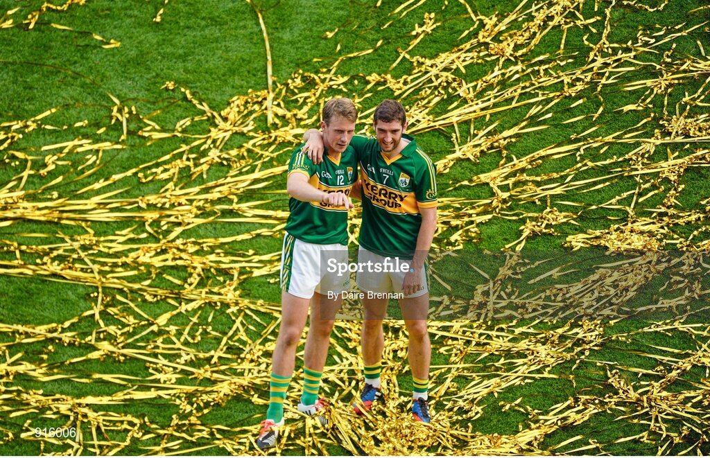 21 September 2014; Kerry players, Donnchadh Walsh, left, and Killian Young, after the game. GAA Football All Ireland Senior Championship Final, Kerry v Donegal. Croke Park, Dublin. Picture credit: Dáire Brennan / SPORTSFILE