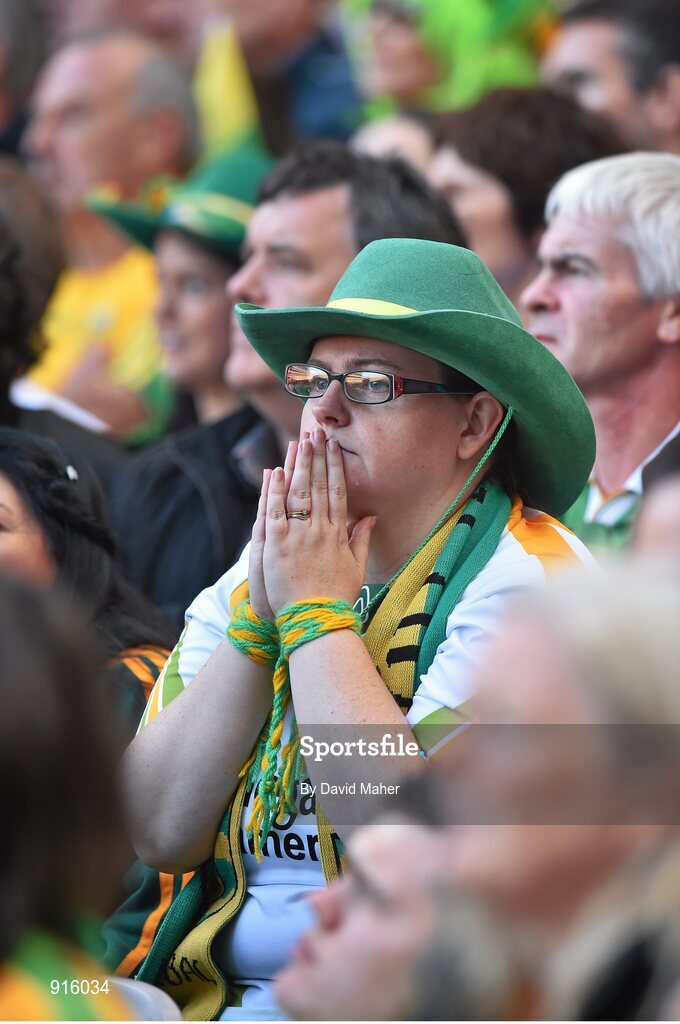 21 September 2014;  Donegal supporter during the game. GAA Football All Ireland Senior Championship Final, Kerry v Donegal. Croke Park, Dublin. Picture credit: David Maher / SPORTSFILE