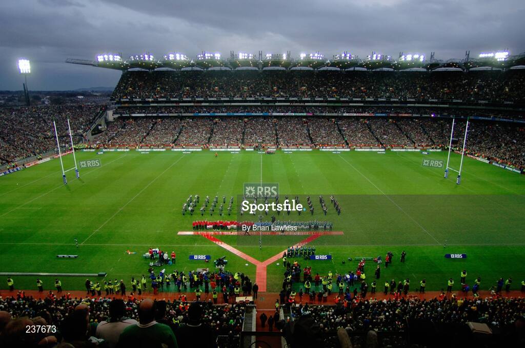 24 February 2007; A general view of Croke Park during the National Anthems. RBS Six Nations Rugby Championship, Ireland v England, Croke Park, Dublin. Picture Credit: Brian Lawless / SPORTSFILE