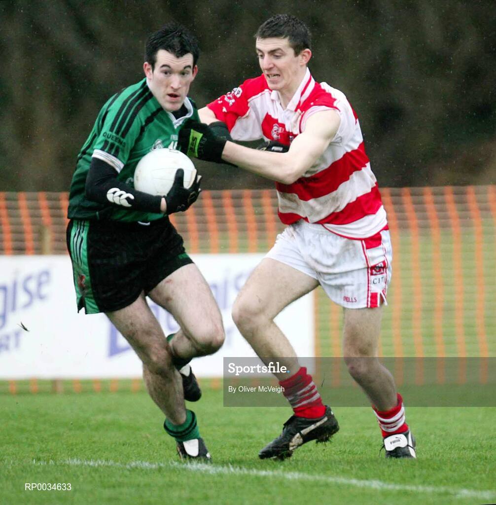 2 March 2007; Ciaran O'Reilly, QUB, in action against Ray Carey, Cork IT. Ulster Bank Sigerson Cup Semi-Final, Queen's University Belfast v Cork Institute of Technology, Queen's University, Belfast, Co. Antrim. Picture credit: Oliver McVeigh / SPORTSFILE