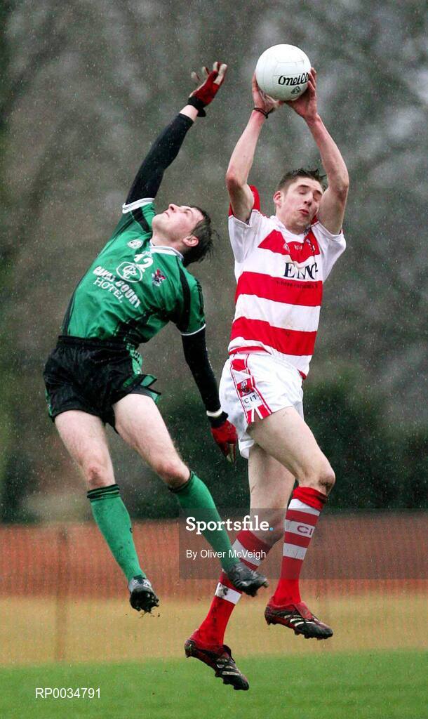 2 March 2007; Aidan Foley, Cork IT, in action against Kevin McGourty, QUB . Ulster Bank Sigerson Cup Semi-Final, Queen's University Belfast v Cork Institute of Technology, Queen's University, Belfast, Co. Antrim. Picture credit: Oliver McVeigh / SPORTSFILE
