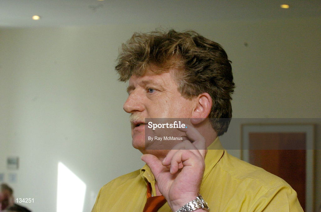 13 March 2004; Foncie Nagle, Galway United, speaking during the Eircom League AGM at the Clarion Hotel in the International Financial Services Centre, Dublin. Photo by Ray McManus/Sportsfile