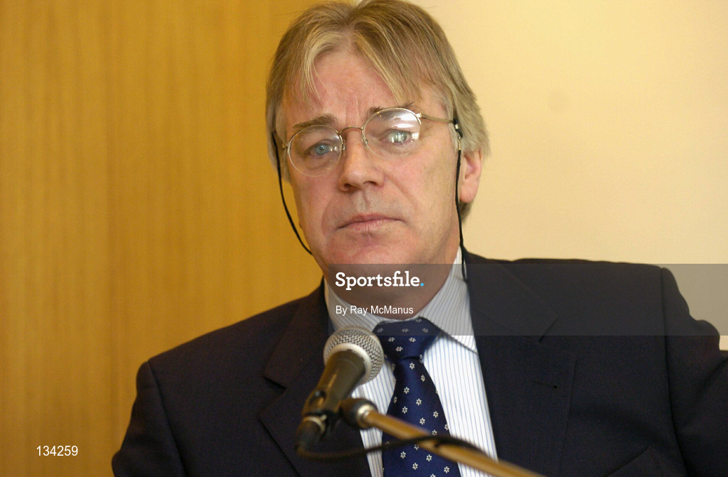 13 March 2004; Declan O'Looney, acting Chairman of the eircom League of Ireland, speaking during the Eircom League AGM at the Clarion Hotel in the International Financial Services Centre, Dublin. Photo by Ray McManus/Sportsfile