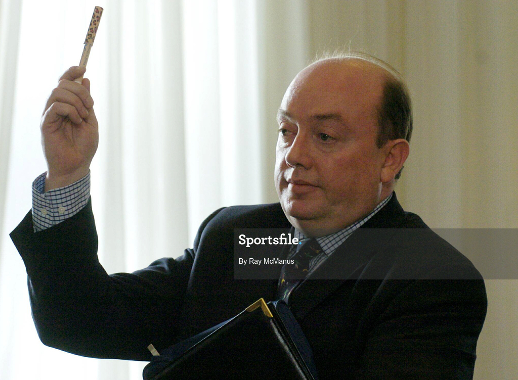13 March 2004; John Byrne, a candidate for the position of Chairman, during the Eircom League AGM at the Clarion Hotel in the International Financial Services Centre, Dublin. Photo by Ray McManus/Sportsfile