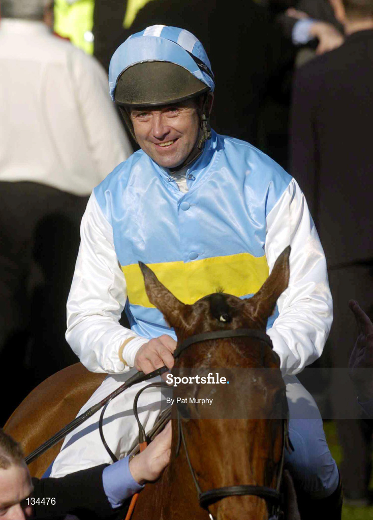 16 March 2004; Jockey Conor O'Dwyer after winning the Smurfit Champion Hurdle Challenge Trophy on Hardy Eustace during Day One of the Cheltenham Racing Festival at Prestbury Park in Cheltenham, England. Photo by Pat Murphy/Sportsfile