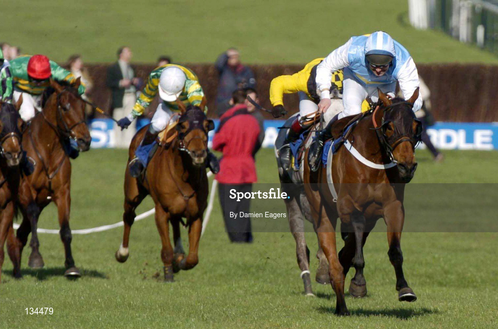 16 March 2004; Hardy Eustace, with Conor O'Dwyer up, races ahead of the field on their way to winning the Smurfit Champion Hurdle Challenge Trophy during Day One of the Cheltenham Racing Festival at Prestbury Park in Cheltenham, England. Photo by Damien Eagers/Sportsfile
