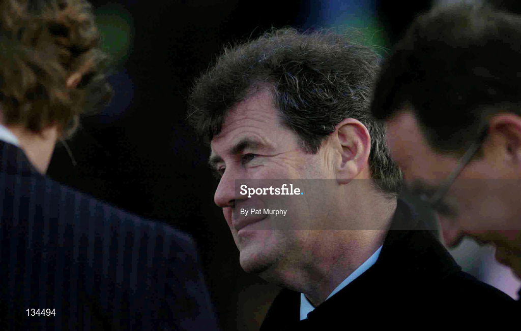 16 March 2004; Winning owner JP McManus is interviewed by reporters after Creon had won the Pertemps Final Handicap Hurdle during Day One of the Cheltenham Racing Festival at Prestbury Park in Cheltenham, England. Photo by Pat Murphy/Sportsfile