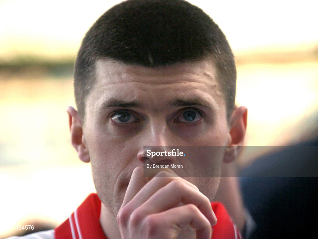17 March 2004; Aodan MacGearailt of An Gaeltacht watches on as the Tommy Moore cup is presented to Caltra following the AIB All-Ireland Senior Club Football Championship Final between An Gaeltacht and Caltra at Croke Park in Dublin. Photo by Brendan Moran/Sportsfile