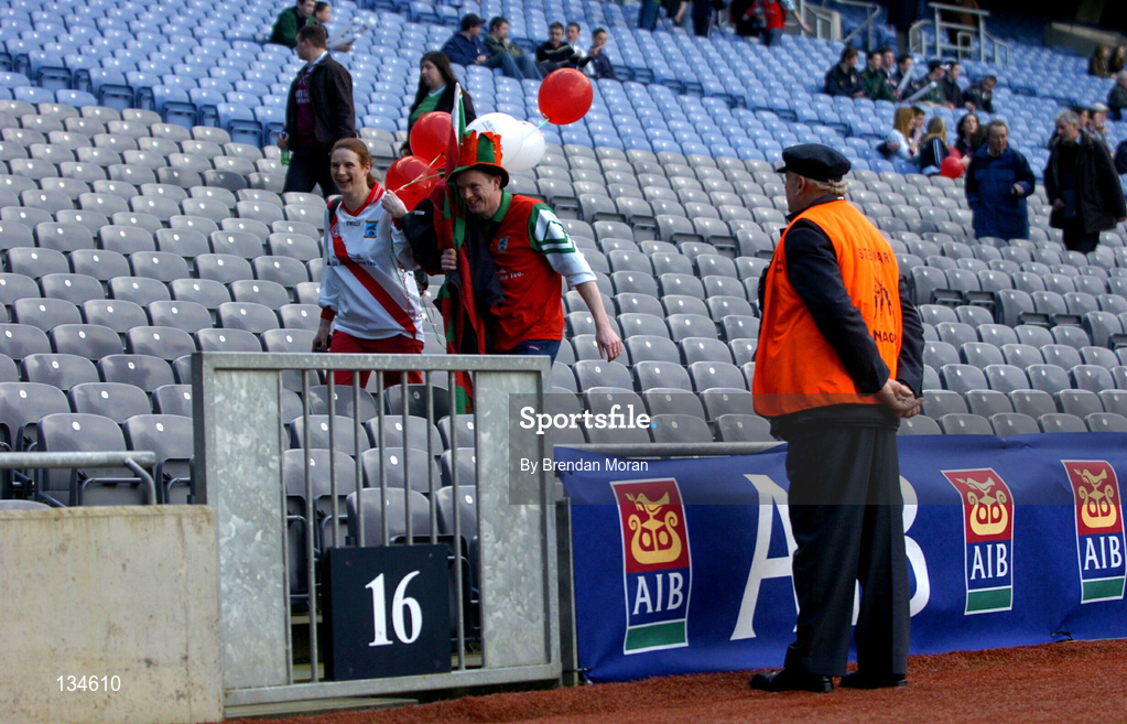 17 March 2004; A steward looks on as fans from An Gaeltacht make their way along the canal end ahead of the AIB All-Ireland Senior Club Football Championship Final between An Gaeltacht and Caltra at Croke Park in Dublin. Photo by Brendan Moran/Sportsfile
