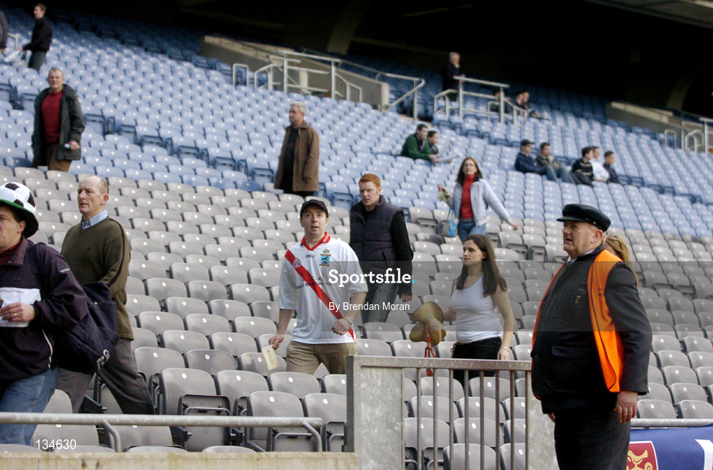 17 March 2004; A steward looks on as fans from An Gaeltacht make their way along the canal end ahead of the AIB All-Ireland Senior Club Football Championship Final between An Gaeltacht and Caltra at Croke Park in Dublin. Photo by Brendan Moran/Sportsfile