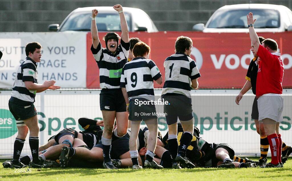 6 March 2007; David Gilkinson, Wallace High School, Lisburn, celebrates after his side's third try. Northern Bank Schools Cup Semi-Final, Portora Royal School, Enniskillen v Wallace High School, Lisburn, Ravenhill Park, Belfast, Co. Antrim. Picture credit: Oliver McVeigh / SPORTSFILE