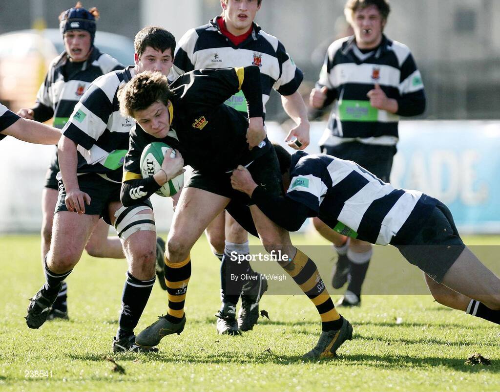 6 March 2007; Paul Galbraith, Portora Royal School, Enniskillen, is tackled by Nevin Spence, Wallace High School, Lisburn. Northern Bank Schools Cup Semi-Final, Portora Royal School, Enniskillen v Wallace High School, Lisburn, Ravenhill Park, Belfast, Co. Antrim. Picture credit: Oliver McVeigh / SPORTSFILE
