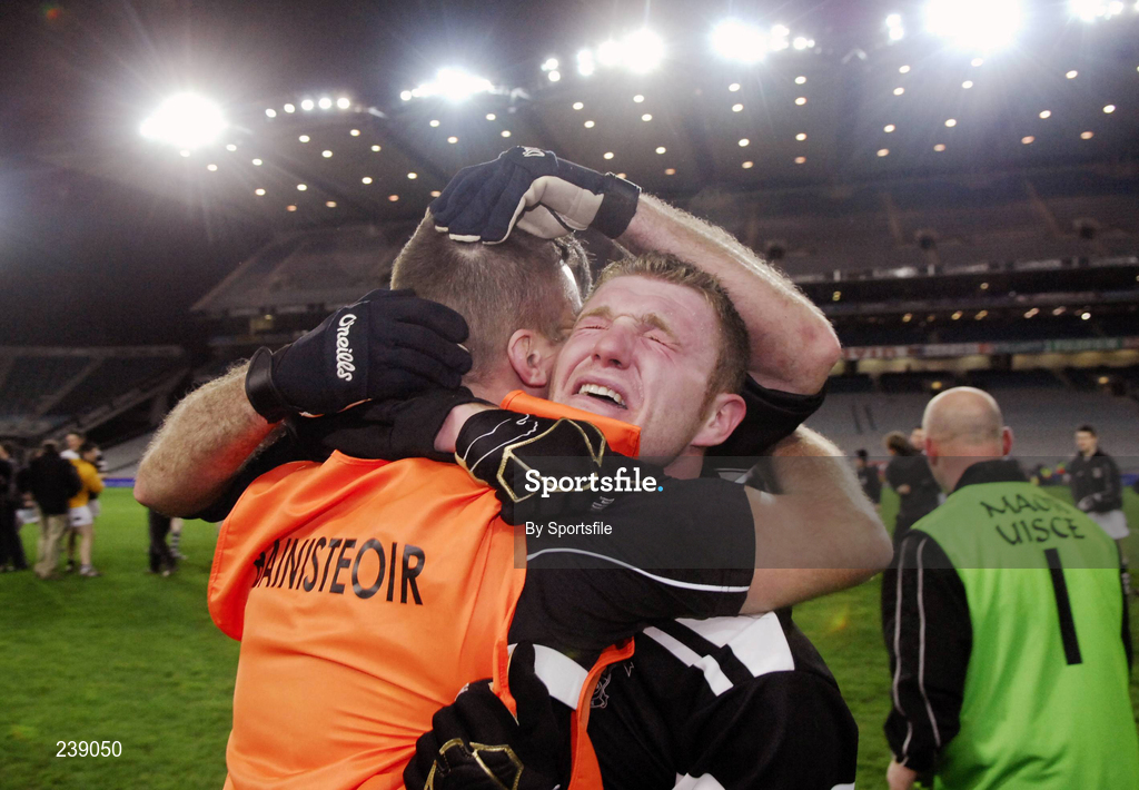 10 March 2007; Ardfert's Shane Griffin is embraced by his manager Pat O'Driscoll at the end of the game. Ardfert (Kerry) v Eoghan Ruadh (Derry), All-Ireland Intermediate Club Football Championship Final, Croke Park, Dublin. Photo by Sportsfile *** Local Caption ***