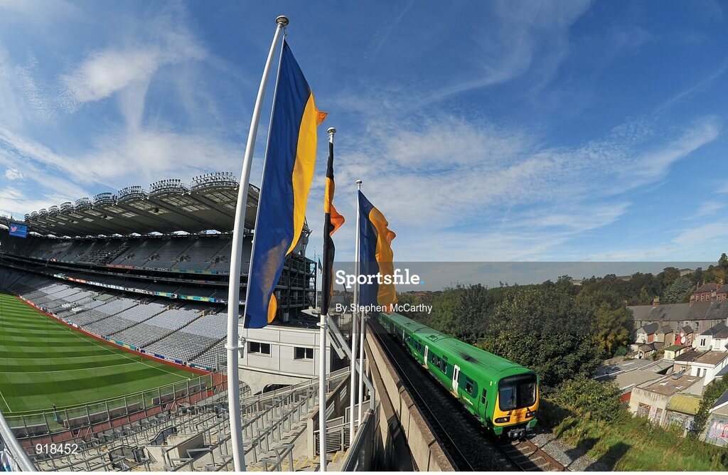 27 September 2014; A train passes by Hill 16 ahead of the game. GAA Hurling All Ireland Senior Championship Final Replay, Kilkenny v Tipperary. Croke Park, Dublin. Picture credit: Stephen McCarthy / SPORTSFILE