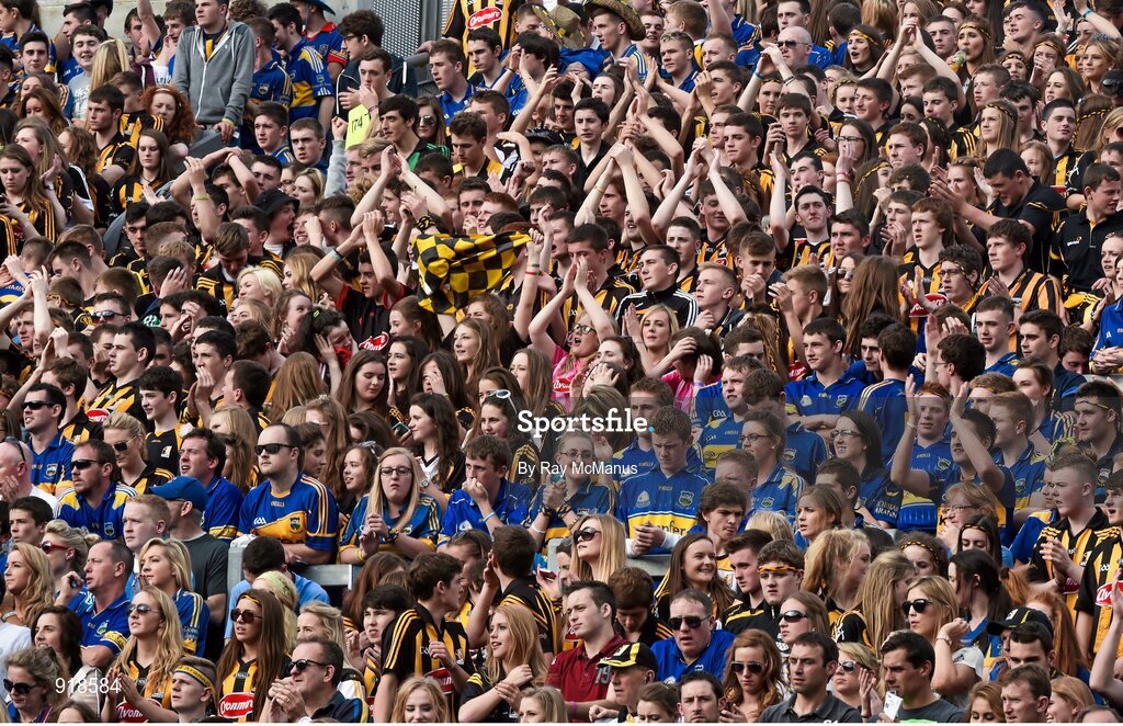27 September 2014; Kilkenny and Tipperary supporters on Hill 16 ahead of the game. GAA Hurling All Ireland Senior Championship Final Replay, Kilkenny v Tipperary. Croke Park, Dublin. Picture credit: Ray McManus / SPORTSFILE