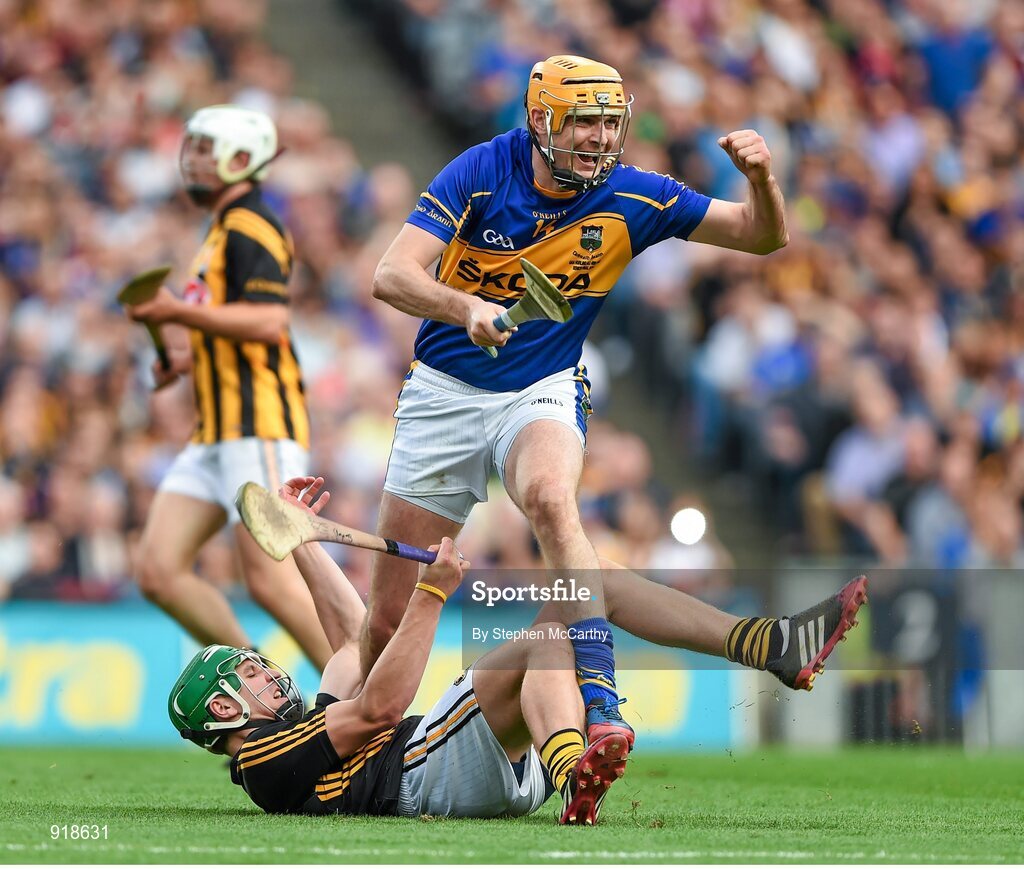 27 September 2014; Tipperary's Seamus Callanan celebrates after scoring his side's first goal of the game. GAA Hurling All Ireland Senior Championship Final Replay, Kilkenny v Tipperary. Croke Park, Dublin. Picture credit: Stephen McCarthy / SPORTSFILE