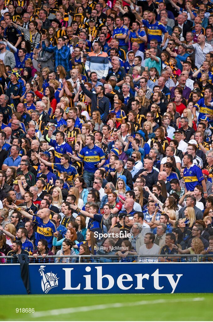 27 September 2014; Kilkenny and Tipperary supporters in the Hogan Stand during the game. GAA Hurling All Ireland Senior Championship Final Replay, Kilkenny v Tipperary. Croke Park, Dublin. Picture credit: Ray McManus / SPORTSFILE