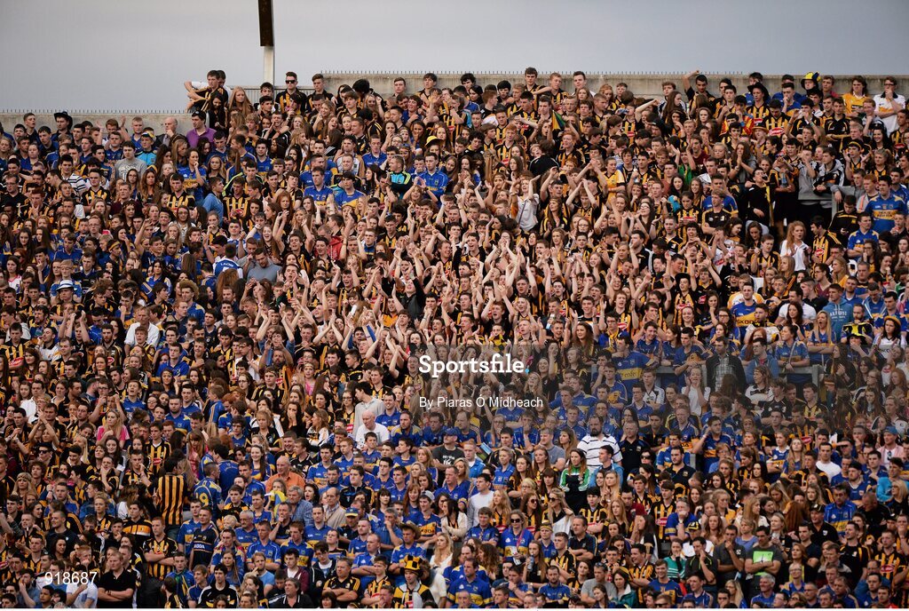 27 September 2014; Kilkenny and Tipperary supporters on Hill 16 during the game. GAA Hurling All Ireland Senior Championship Final Replay, Kilkenny v Tipperary. Croke Park, Dublin. Picture credit: Piaras Ó Mídheach / SPORTSFILE
