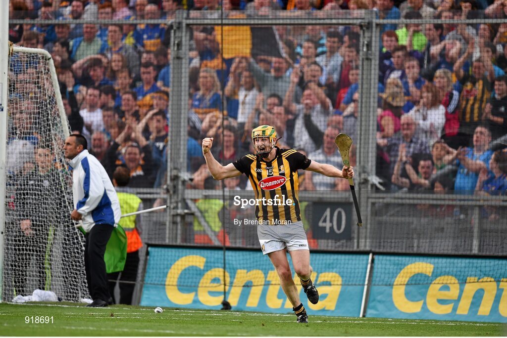 27 September 2014; John Power, Kilkenny, celebrates after scoring his side's second goal of the game. GAA Hurling All Ireland Senior Championship Final Replay, Kilkenny v Tipperary. Croke Park, Dublin. Picture credit: Brendan Moran / SPORTSFILE