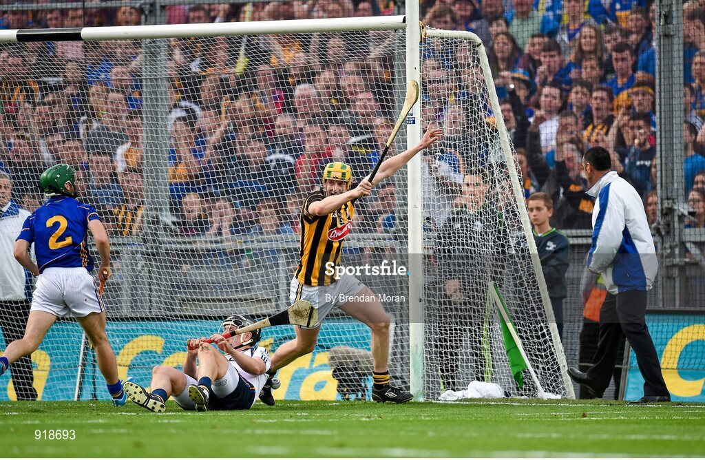 27 September 2014; John Power, Kilkenny, celebrates after scoring his side's second goal of the game. GAA Hurling All Ireland Senior Championship Final Replay, Kilkenny v Tipperary. Croke Park, Dublin. Picture credit: Brendan Moran / SPORTSFILE