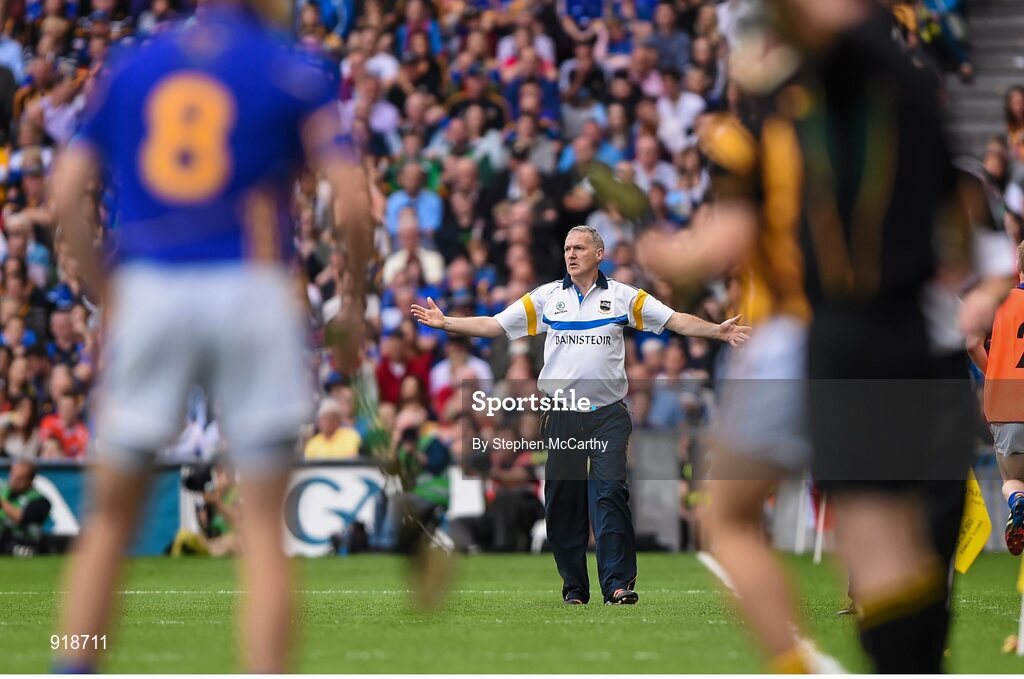 27 September 2014; Tipperary manager Eamon O'Shea reacts during the game. GAA Hurling All Ireland Senior Championship Final Replay, Kilkenny v Tipperary. Croke Park, Dublin. Picture credit: Stephen McCarthy / SPORTSFILE