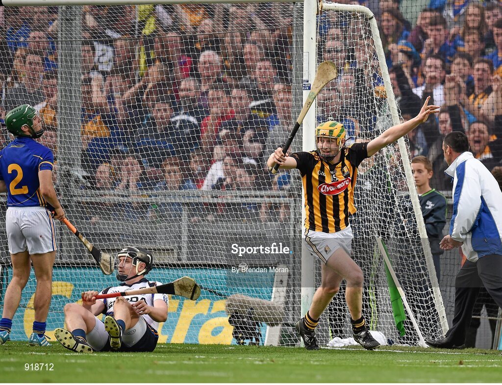 27 September 2014; John Power, Kilkenny, celebrates scoring his side's second goal of the game. GAA Hurling All Ireland Senior Championship Final Replay, Kilkenny v Tipperary. Croke Park, Dublin. Picture credit: Brendan Moran / SPORTSFILE