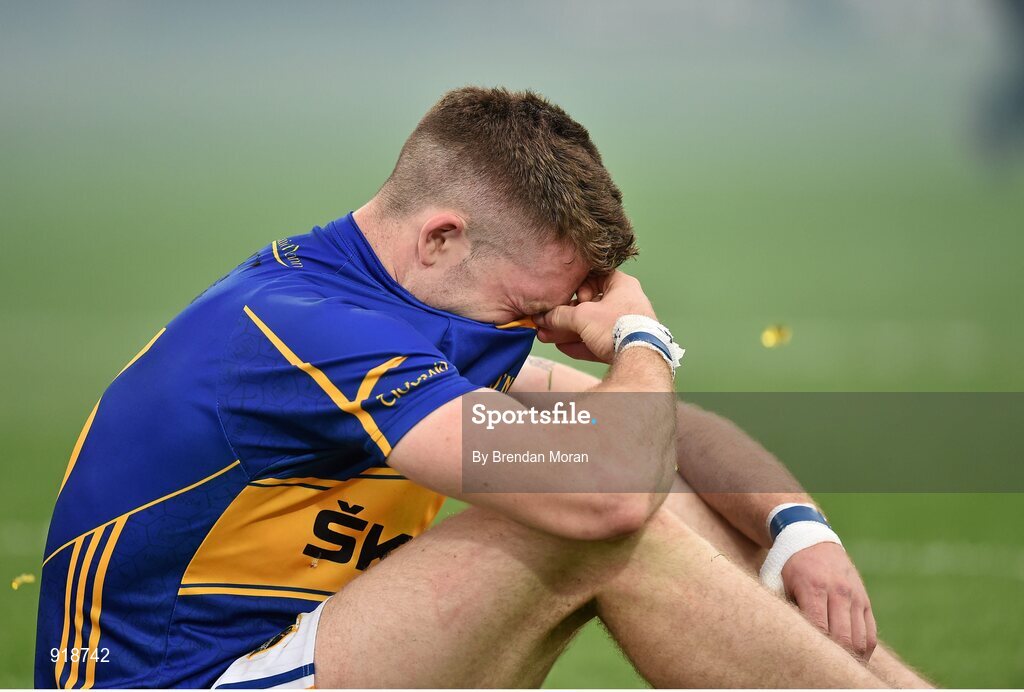 27 September 2014; A dejected Padraic Maher, Tipperary, after the game. GAA Hurling All Ireland Senior Championship Final Replay, Kilkenny v Tipperary. Croke Park, Dublin. Picture credit: Brendan Moran / SPORTSFILE