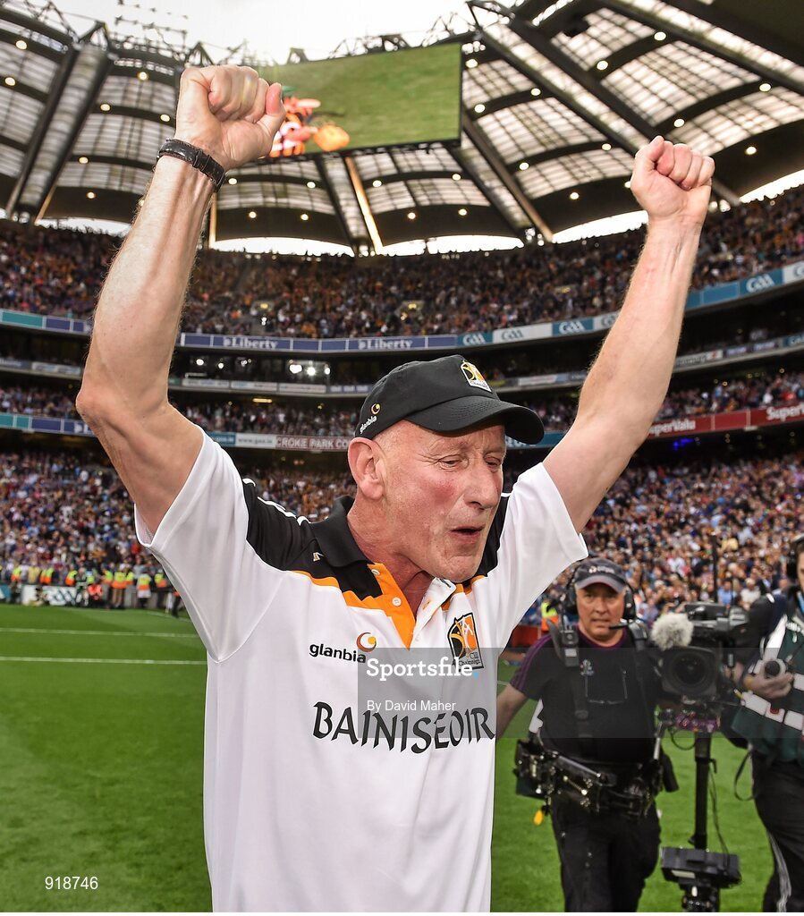 27 September 2014; Kilkenny manager Brian Cody celebrates after the game. GAA Hurling All Ireland Senior Championship Final Replay, Kilkenny v Tipperary. Croke Park, Dublin. Picture credit: David Maher / SPORTSFILE