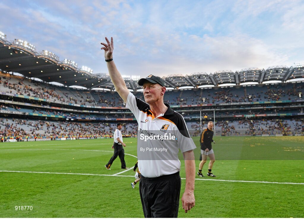 27 September 2014; Kilkenny manager Brian Cody celebrates at the end of the game. GAA Hurling All Ireland Senior Championship Final Replay, Kilkenny v Tipperary. Croke Park, Dublin. Picture credit: Pat Murphy / SPORTSFILE