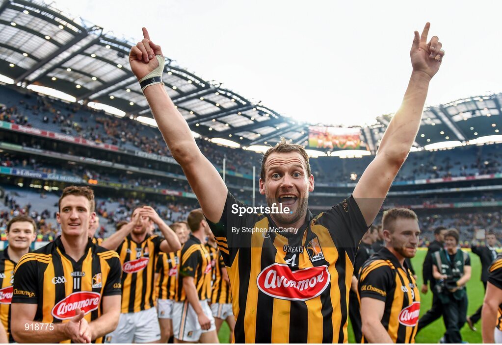 27 September 2014; Kilkenny's Jackie Tyrrell celebrates after the game. GAA Hurling All Ireland Senior Championship Final Replay, Kilkenny v Tipperary. Croke Park, Dublin. Picture credit: Stephen McCarthy / SPORTSFILE